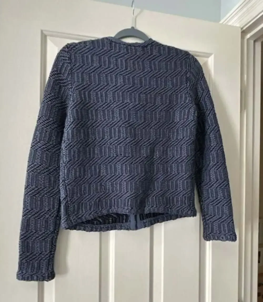 LOFT Textured Zip-Front Jacket Blue Size SP